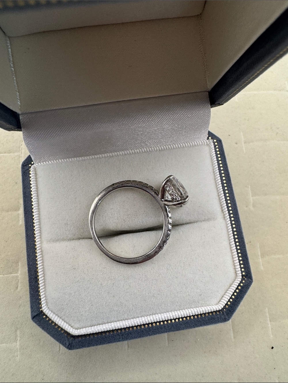 3.0 Carat Cushion Cut Moissanite Ring, D Color VVS1 Clarity, 925 S  size 8 - Picture 7 of 8